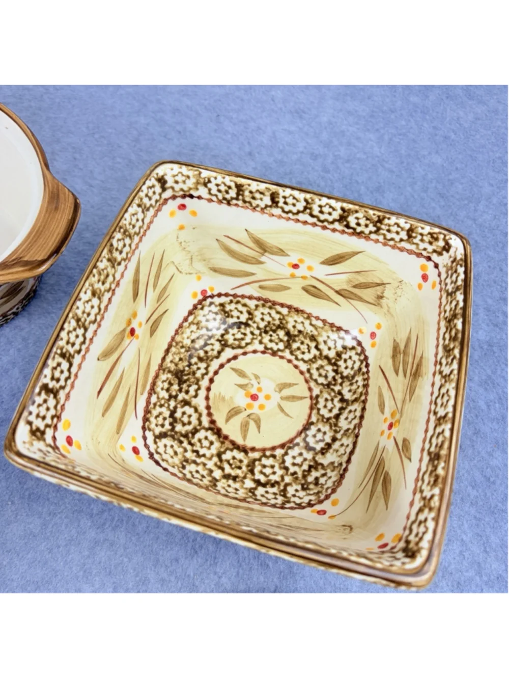 Temp-tations by Tara Old World 4 Pc Bakeware Set 3.5QT 2QT Baker Lid Square Dish